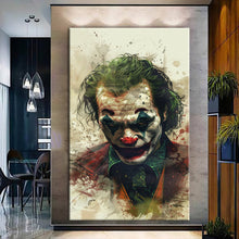 Load image into Gallery viewer, Canvas printed painting of the Joker, featuring bold colors and detailed design, ideal for framing.