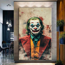 Load image into Gallery viewer, Canvas printed painting of the Joker, featuring bold colors and detailed design, ideal for framing.