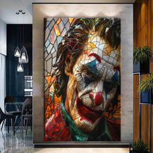 Load image into Gallery viewer, Canvas printed painting of the Joker, featuring bold colors and detailed design, ideal for framing.