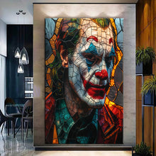 Load image into Gallery viewer, Canvas printed painting of the Joker character, showcasing vibrant colors and bold design, perfect for home decor.