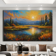 Load image into Gallery viewer, Stretched canvas wall art print – Canvas Wall Art Painting Mountains and Prairies MP081 – Small – 30x20 in (75x50 cm) – Iloski Art LLC