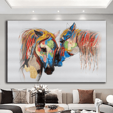 Load image into Gallery viewer, Stretched canvas wall art print – Canvas Wall Art Painting Horses HR340 – Small – 30x20 in (75x50 cm) – Iloski Art LLC