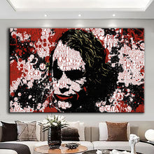 Load image into Gallery viewer, Canvas printed Joker painting showcasing vibrant colors and sharp details, perfect for home decor.