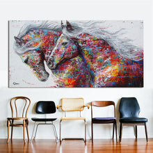 Load image into Gallery viewer, Canvas printed painting, not framed, rolled in tube, subject animal, horsses.