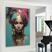 Load image into Gallery viewer, Canvas Wall Art African Woman Painting AFRW0007 - Iloski Art LLC