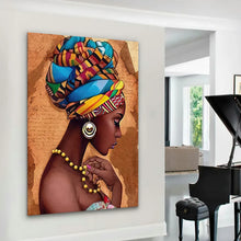 Load image into Gallery viewer, Canvas Wall Art African Woman Painting AFRW0002 - Iloski Art LLC