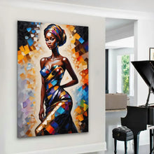 Load image into Gallery viewer, Canvas Wall Art African Woman Painting AFRW0027 - Iloski Art LLC