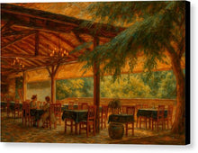 Load image into Gallery viewer, Charming Outdoor Cafe at Sunset Monastery Winery - Canvas Print