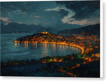 Load image into Gallery viewer, Coastal Town at Nightfall Ohrid - Canvas Print