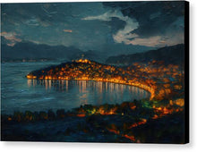Load image into Gallery viewer, Coastal Town at Nightfall Ohrid - Canvas Print