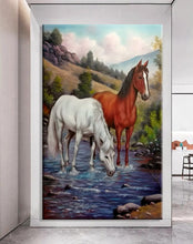 Load image into Gallery viewer, Stretched canvas wall art print – Canvas Wall Art Painting Horses HR111 – Small – 20x30 in (50x75 cm) – Iloski Art LLC