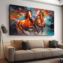 Load image into Gallery viewer, Canvas printed painting, not framed, rolled in tube, subject animal, horsses.