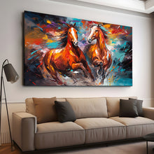 Load image into Gallery viewer, Stretched canvas wall art print – Canvas Wall Art Painting Horses HR218 – Small – 30x20 in (75x50 cm) – Iloski Art LLC