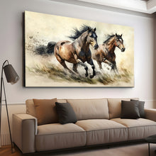 Load image into Gallery viewer, Canvas printed painting, not framed, rolled in tube, subject animal, horsses.