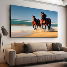 Load image into Gallery viewer, Canvas printed painting, not framed, rolled in tube, subject animal, horsses.