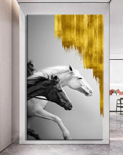 Load image into Gallery viewer, Canvas printed painting, not framed, rolled in tube, subject animal, horsses.