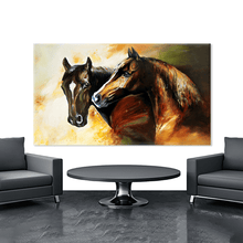 Load image into Gallery viewer, Stretched canvas wall art print – Canvas Wall Art Painting Horses HR283 – Small – 30x20 in (75x50 cm) – Iloski Art LLC