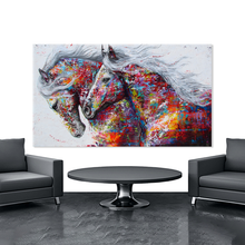 Load image into Gallery viewer, Stretched canvas wall art print – Canvas Wall Art Painting Horses HR286 – Small – 30x20 in (75x50 cm) – Iloski Art LLC