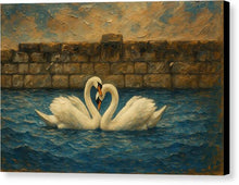 Load image into Gallery viewer, Lake Ohrid Swans in Serene Waters - Canvas Print