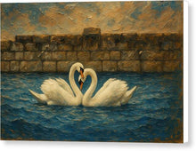 Load image into Gallery viewer, Lake Ohrid Swans in Serene Waters - Canvas Print