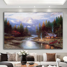 Load image into Gallery viewer, Canvas printed painting, not framed, rolled in tube, subject nature, preries, mountains.