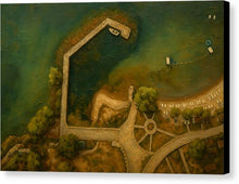 Load image into Gallery viewer, Rustic Aerial View of Coastal Dock Ohrid Lake - Canvas Print