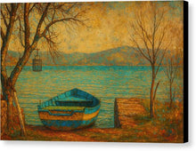 Load image into Gallery viewer, Serene Lakeside with Empty Boat - Canvas Print