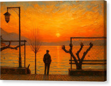 Load image into Gallery viewer, Silhouette by the Sunset Ohrid Lake - Canvas Print