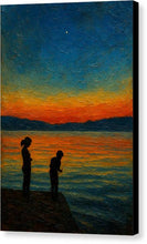 Load image into Gallery viewer, Silhouette Sunset Fishing Scene Ohrid - Canvas Print