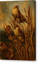 Load image into Gallery viewer, Sparrows Perched on Branches - Canvas Print