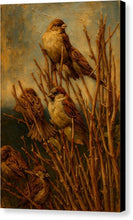 Load image into Gallery viewer, Sparrows Perched on Branches - Canvas Print
