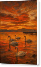 Load image into Gallery viewer, Sunset Over Ohrid Lake with Swans - Canvas Print