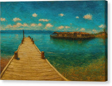 Load image into Gallery viewer, Tranquil Pier Extending into Turquoise Waters Ohrid Lake - Canvas Print