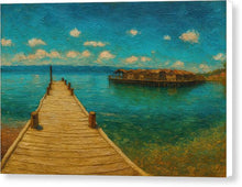 Load image into Gallery viewer, Tranquil Pier Extending into Turquoise Waters Ohrid Lake - Canvas Print