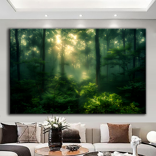 Canvas printed painting, not framed, rolled in tube, subject nature, preries, mountains.