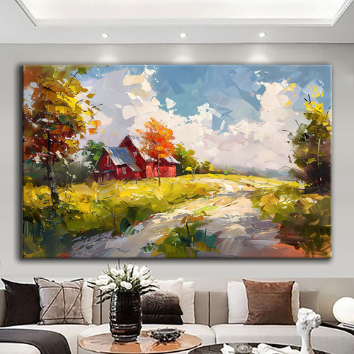 Canvas printed painting, not framed, rolled in tube, subject nature, preries, mountains.
