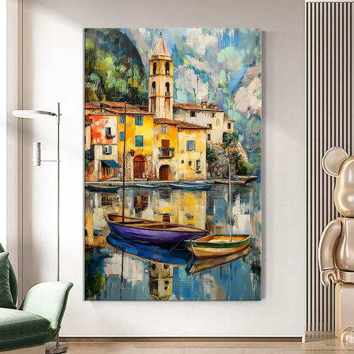 Canvas printed painting, not framed, rolled in tube, subject nature, preries, mountains.
