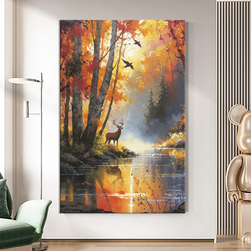 Canvas printed painting, not framed, rolled in tube, subject nature, preries, mountains.