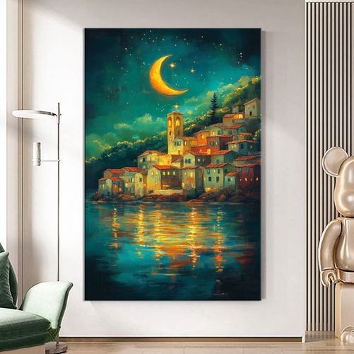 Canvas printed painting, not framed, rolled in tube, subject nature, preries, mountains.
