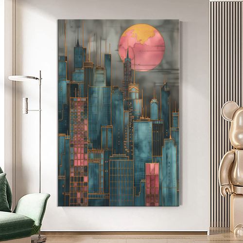 Canvas printed painting, not framed, rolled in tube, subject nature, preries, mountains.