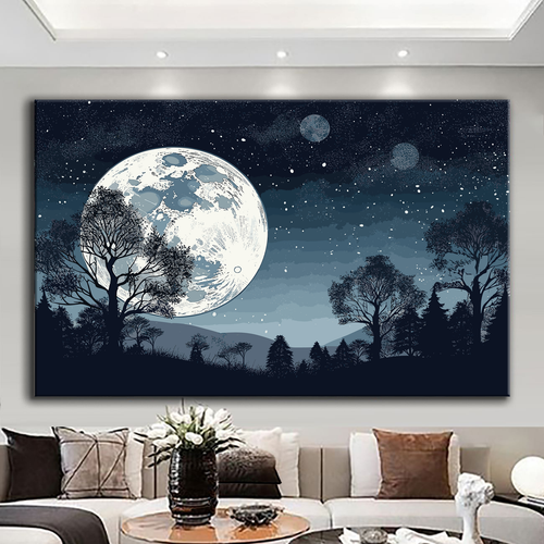 Canvas printed painting, not framed, rolled in tube, subject nature, preries, mountains.