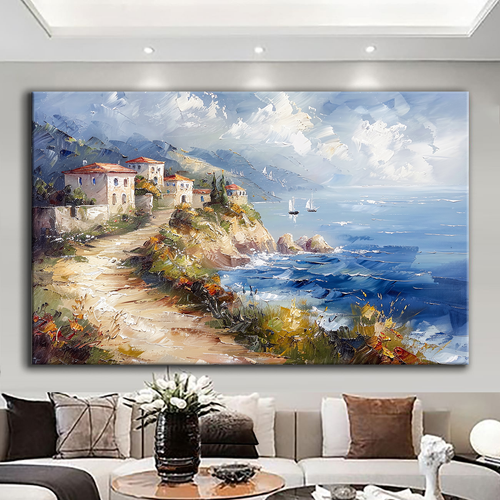 Canvas printed painting, not framed, rolled in tube, subject nature, preries, mountains.