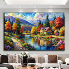 Load image into Gallery viewer, Canvas printed painting, not framed, rolled in tube, subject nature, preries, mountains.
