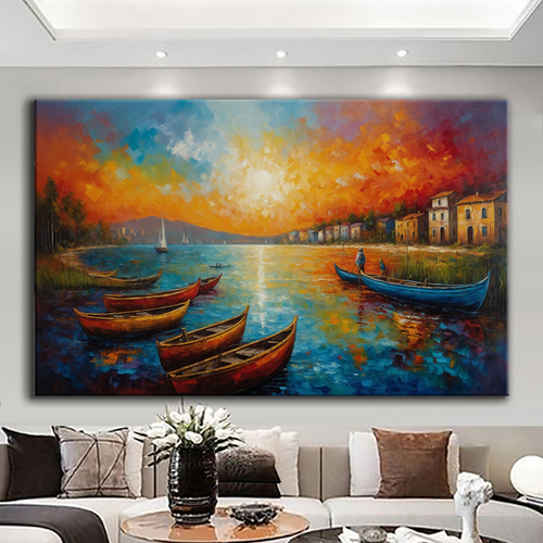 Canvas printed painting, not framed, rolled in tube, subject nature, preries, mountains.