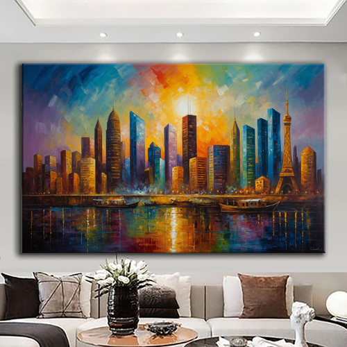 Canvas printed painting, not framed, rolled in tube, subject nature, preries, mountains.