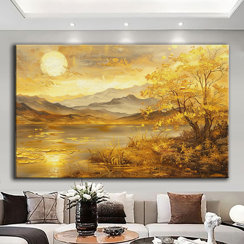 Canvas printed painting, not framed, rolled in tube, subject nature, preries, mountains.