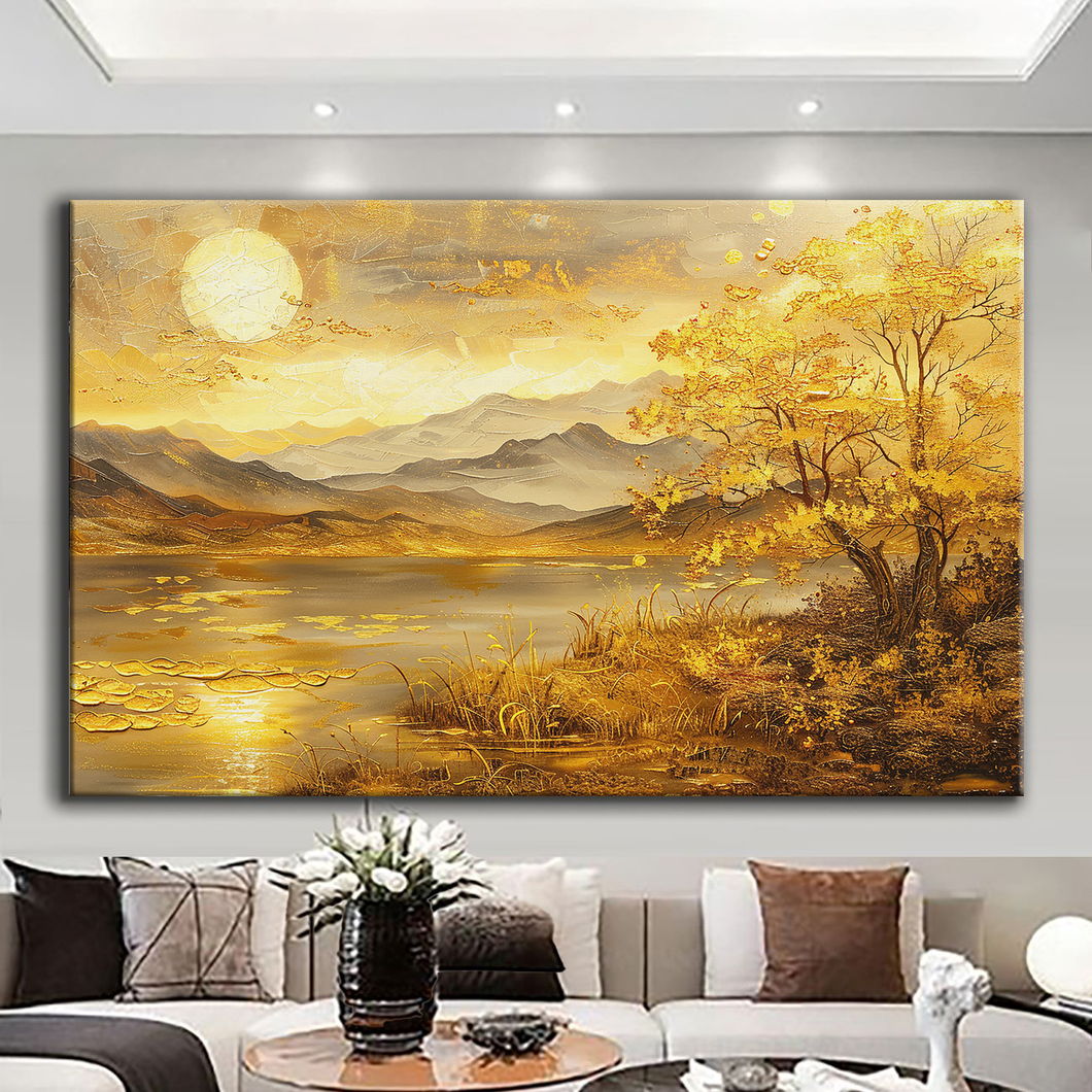 Canvas printed painting, not framed, rolled in tube, subject nature, preries, mountains.