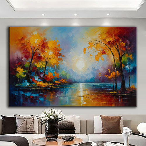 Canvas printed painting, not framed, rolled in tube, subject nature, preries, mountains.