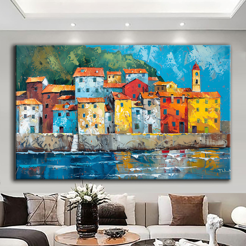 Canvas printed painting, not framed, rolled in tube, subject nature, preries, mountains.