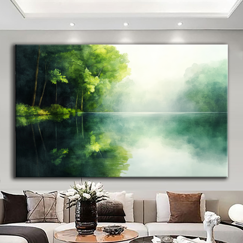 Canvas printed painting, not framed, rolled in tube, subject nature, preries, mountains.